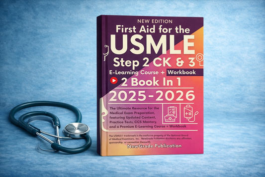 First Aid for the USMLE Step 2 CK & 3 2025-2026: The Ultimate Resource for the Medical Exam Preparation, featuring Updated Content, Practice Tests, E-Learning Course + Workbook (2 Book In 1) by NewGrade Publication